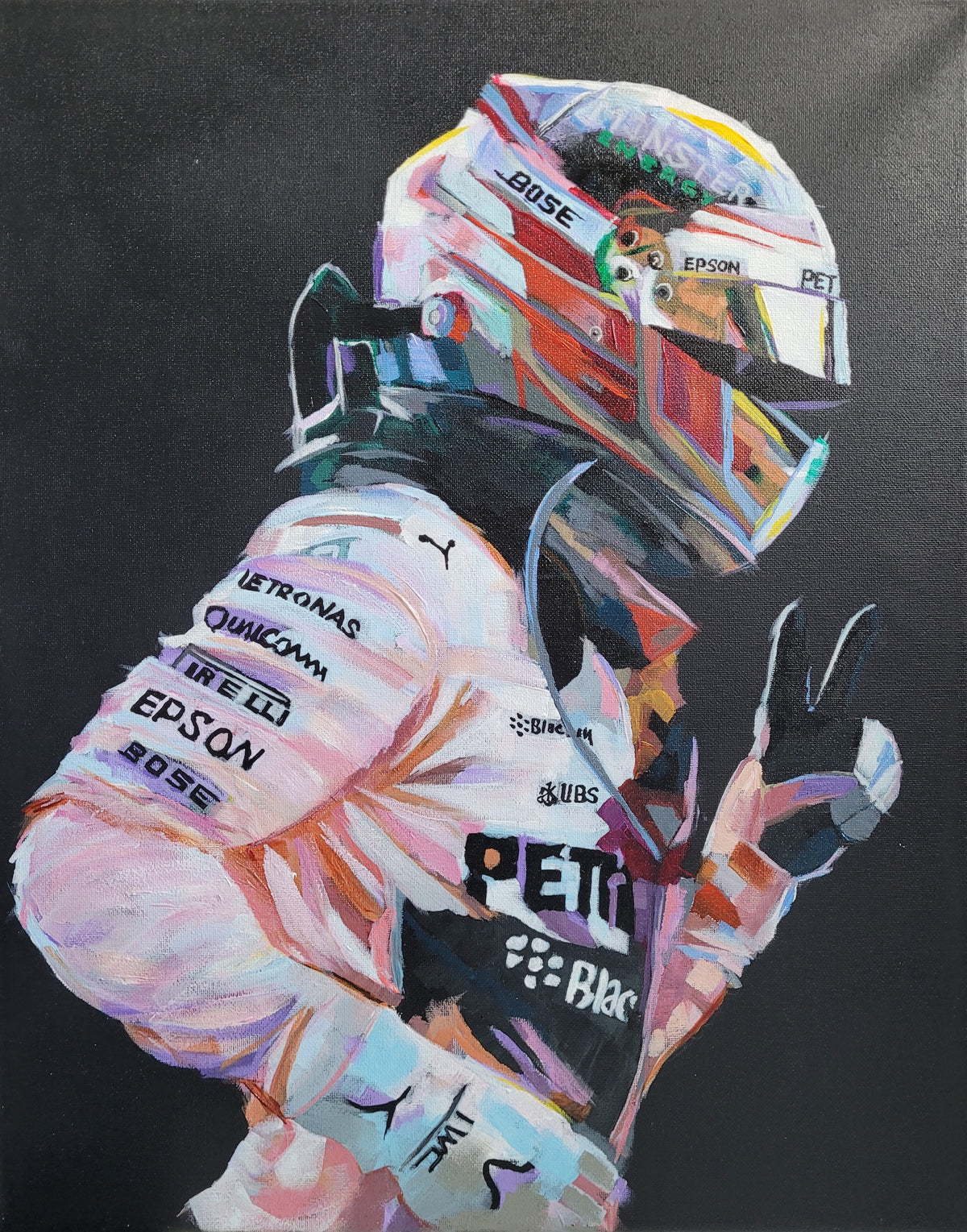 Lewis Hamilton Mercedes Original Painting (SOLD)